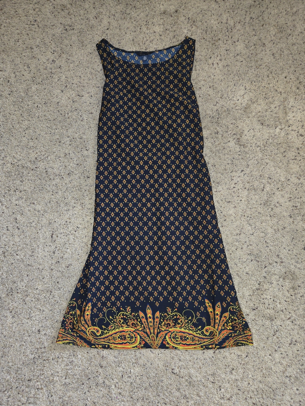 Tommy Hilfiger Navy Dress with Yellow & Orange Paisley Border